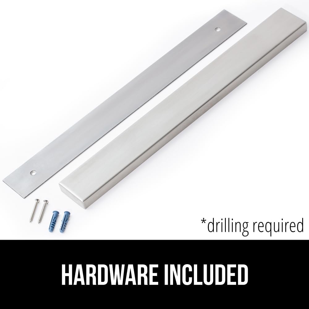 GORILLA GRIP Stainless Steel Magnetic Knife Holder for Wall, 24 in, Magnet Bar for Knives, Tools, Supplies, Heavy Duty Metal Strip Holds Up to 6 lbs, Kitchen Organizer, Non-Adhesive, Drilling Required