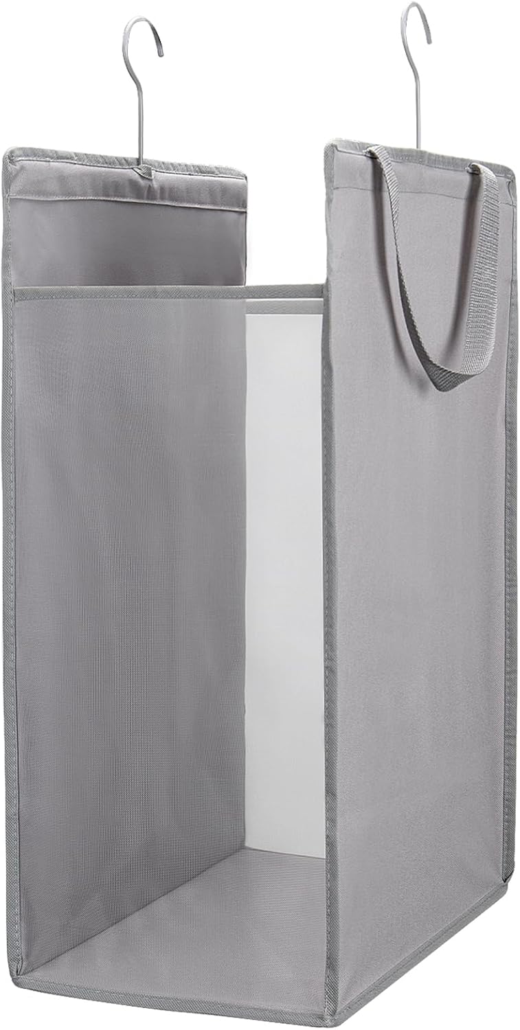 Fentec Hanging Laundry Hamper, Hanging Laundry Basket, Slim Laundry Hamper Bag with Handles, Portable Hanging Closet Hamper, Mesh Heavy Duty Hanging Laundry Bag Grey 2 Pack