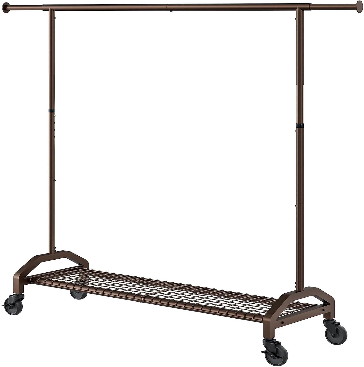 Heavy Duty Clothes Rack for Hanging Clothes 350lbs Clothing Rack 3" industrial Wheels 51 to 71" W x 16.53" D x 65" to 71" H Adjustable Rolling Clothes Rack Coat Rack Garment Rack Black