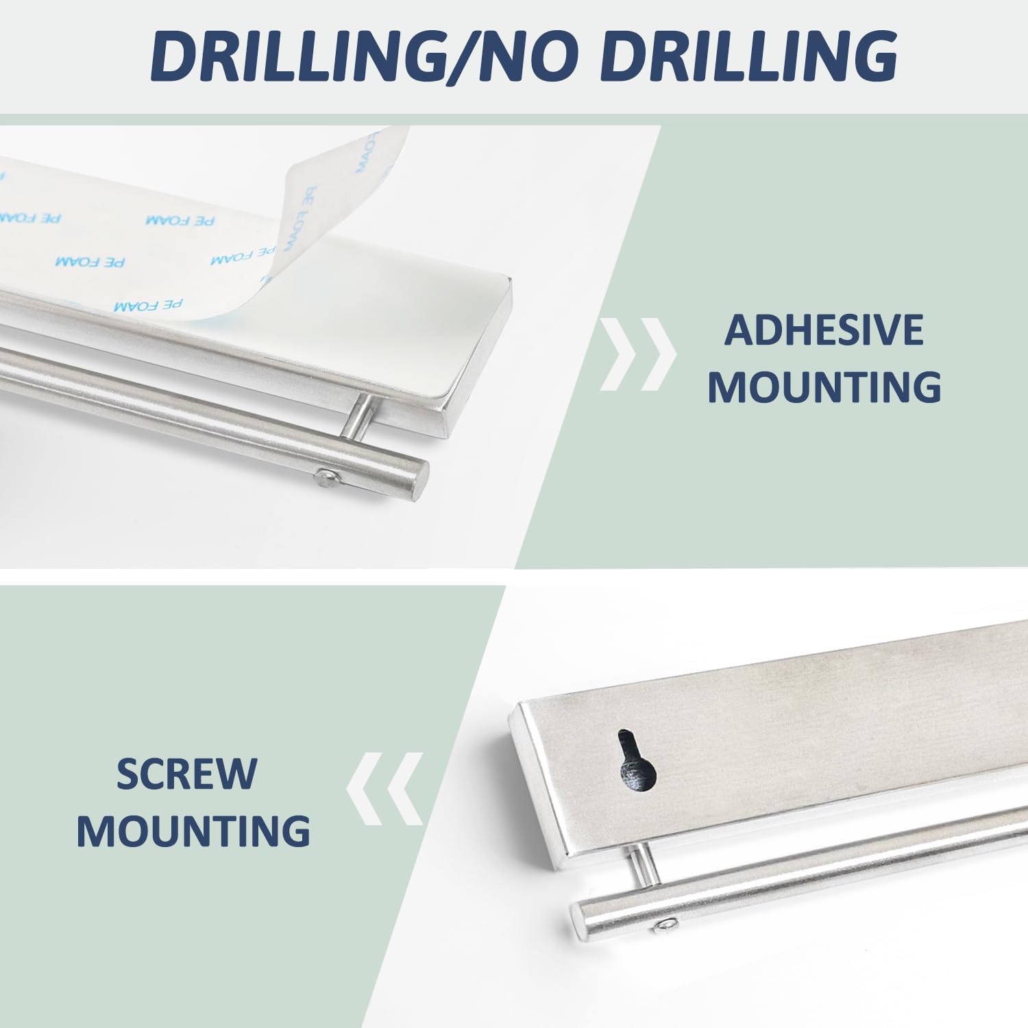 17 Inch Magnetic Knife Holder for Wall - Stainless Steel Knife Magnetic Strip No Drill with 10 Hooks/Adhesive Tape/Screws, Kitchen Utensil Holder, Magnetic Knife Organizer, Wall Mounted Knife Storage