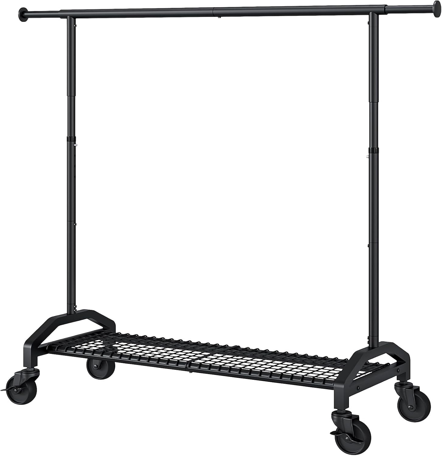 Heavy Duty Clothes Rack for Hanging Clothes 350lbs Clothing Rack 3" industrial Wheels 51 to 71" W x 16.53" D x 65" to 71" H Adjustable Rolling Clothes Rack Coat Rack Garment Rack Black