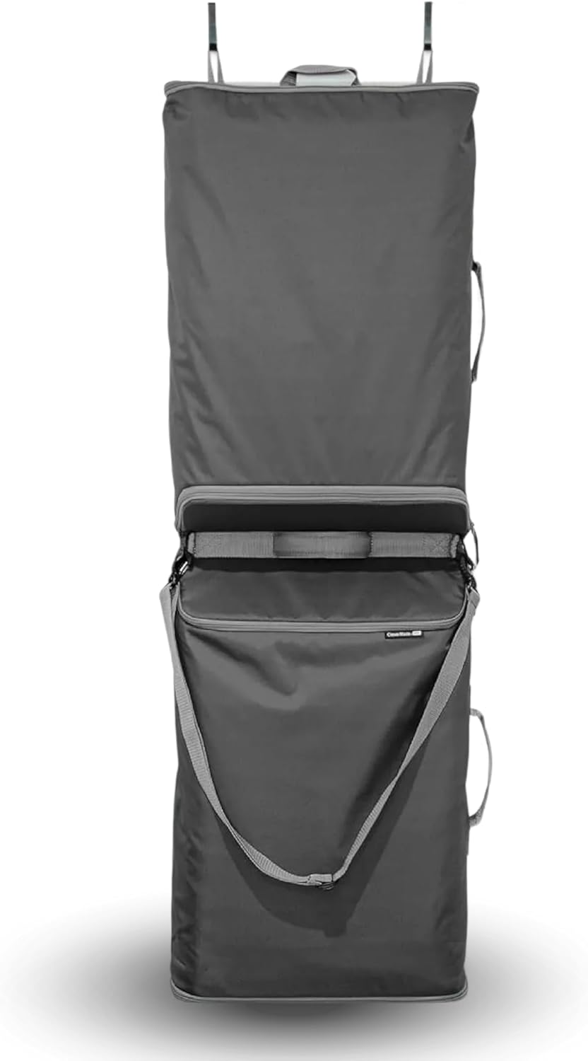 CleverMade Convertible Laundry Hamper Bag - Ocean Dark Charcoal holds 43L / 40 lbs 2 Compartments - Storage with Handles for Home Organization