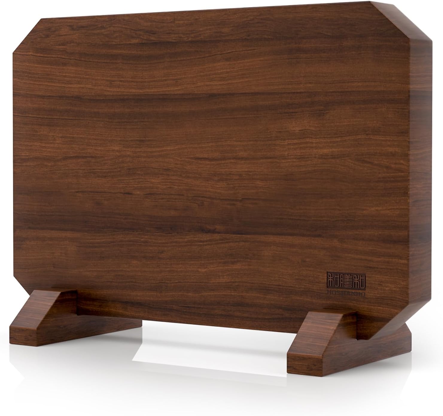 HOSHANHO Magnetic Knife Block 14 x 10 Inches, Double Sided Magnetic Knife Holder Rack for Kitchen Counter, Acacia Wood Magnetic Knife Storage Stand with Knife Sharpener