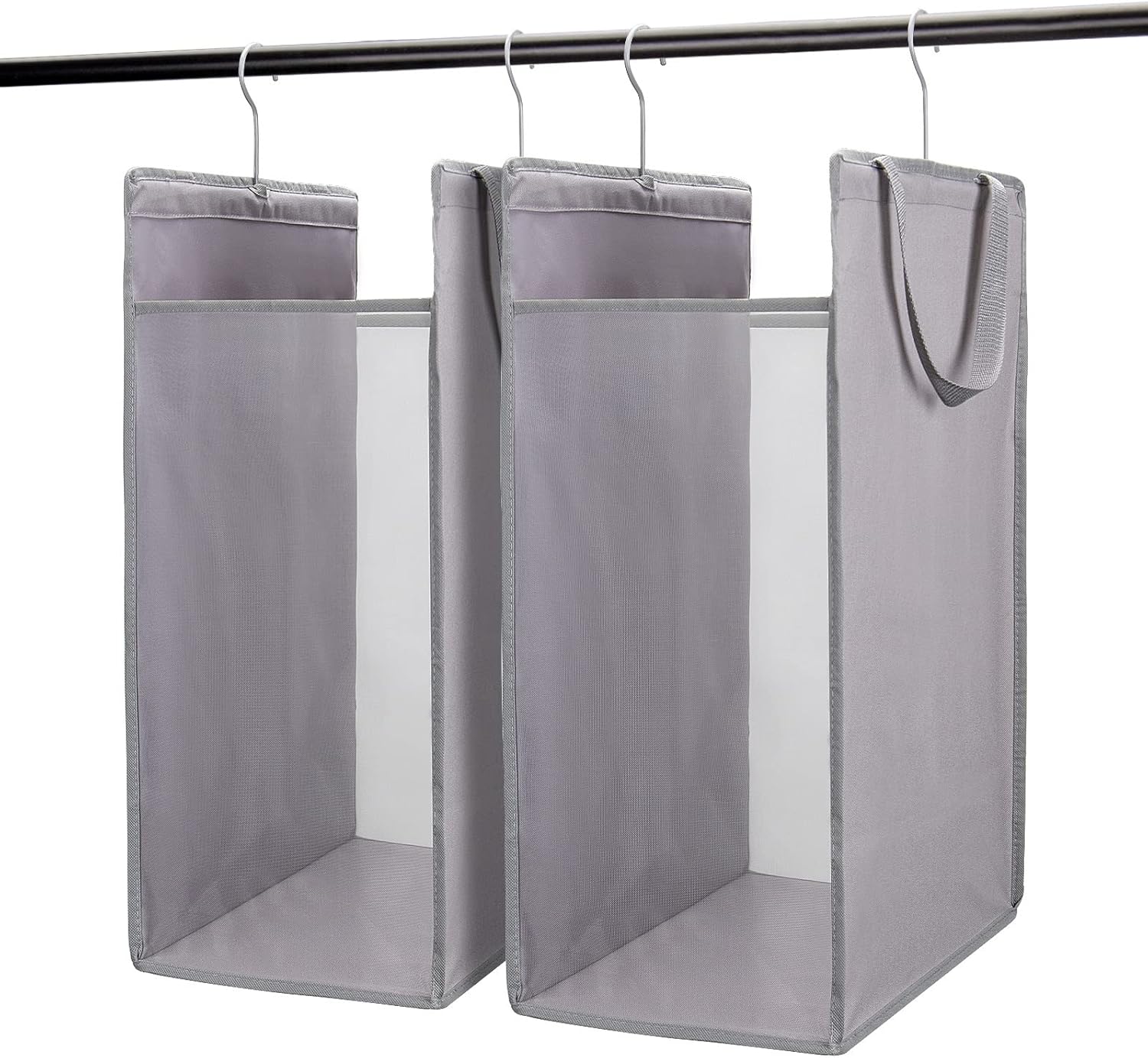 Fentec Hanging Laundry Hamper, Hanging Laundry Basket, Slim Laundry Hamper Bag with Handles, Portable Hanging Closet Hamper, Mesh Heavy Duty Hanging Laundry Bag Grey 2 Pack